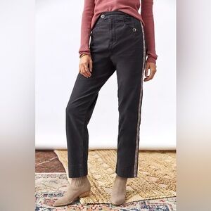 Anthropologie Boho Aztec Tapestry Tapered High Waisted Black Pants Sz 6